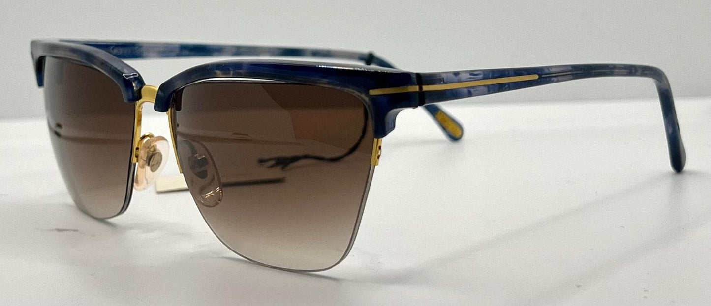 Gianni Versace 343 Blue Gold Vintage Sunglasses 56Mm Half-Rim-Unworn