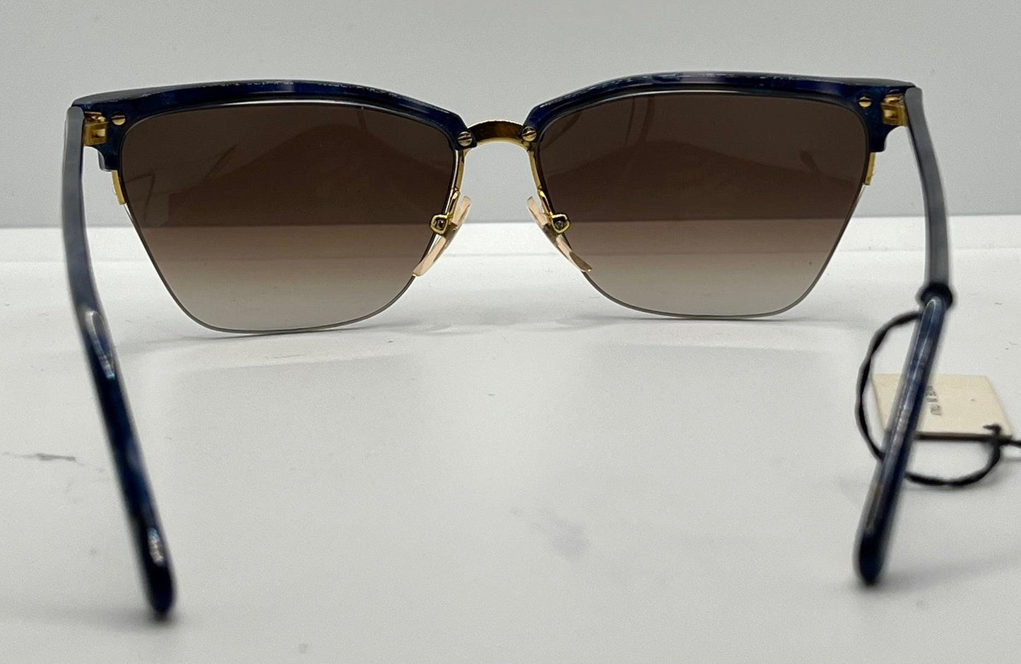 Gianni Versace 343 Blue Gold Vintage Sunglasses 56Mm Half-Rim-Unworn