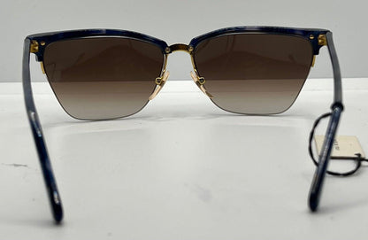 Gianni Versace 343 Blue Gold Vintage Sunglasses 56Mm Half-Rim-Unworn