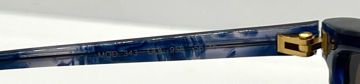 Gianni Versace 343 Blue Gold Vintage Sunglasses 56Mm Half-Rim-Unworn