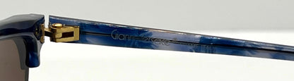 Gianni Versace 343 Blue Gold Vintage Sunglasses 56Mm Half-Rim-Unworn