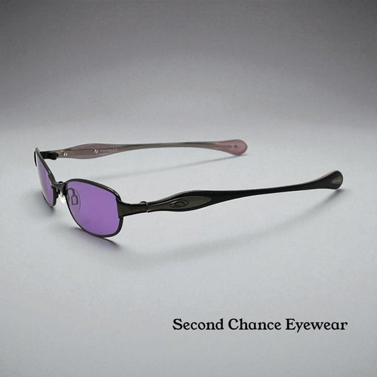 Oakley Flawless 2.0 Brushed Chrome Vintage Sunglasses  w|New Solid Purple Custom Tinted Lenses