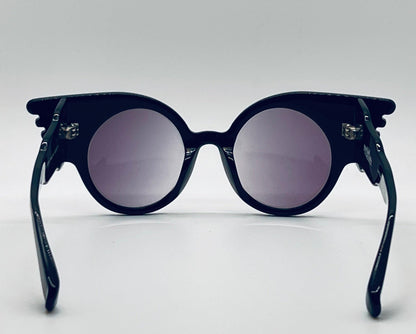 Vintage Nos Linda Farrow Projects X Jeremy Scott Js|Wings|1 Handmade Black Sunglasses With Purple Gradient Lenses