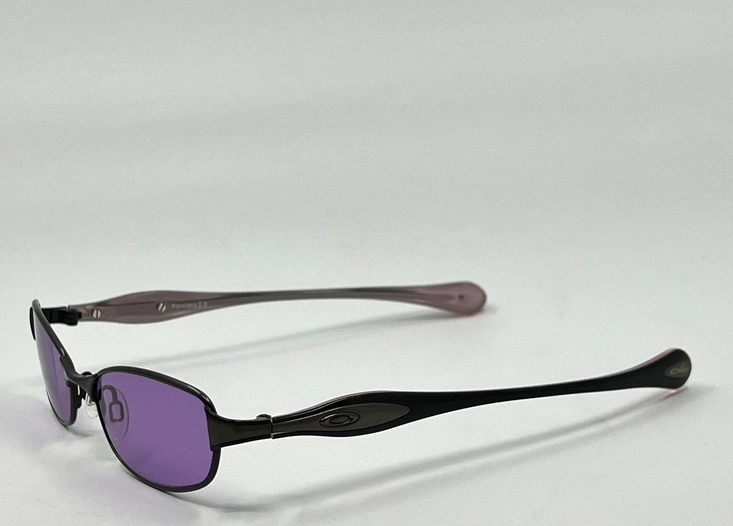 Oakley Flawless 2.0 Brushed Chrome Vintage Sunglasses  w|New Solid Purple Custom Tinted Lenses