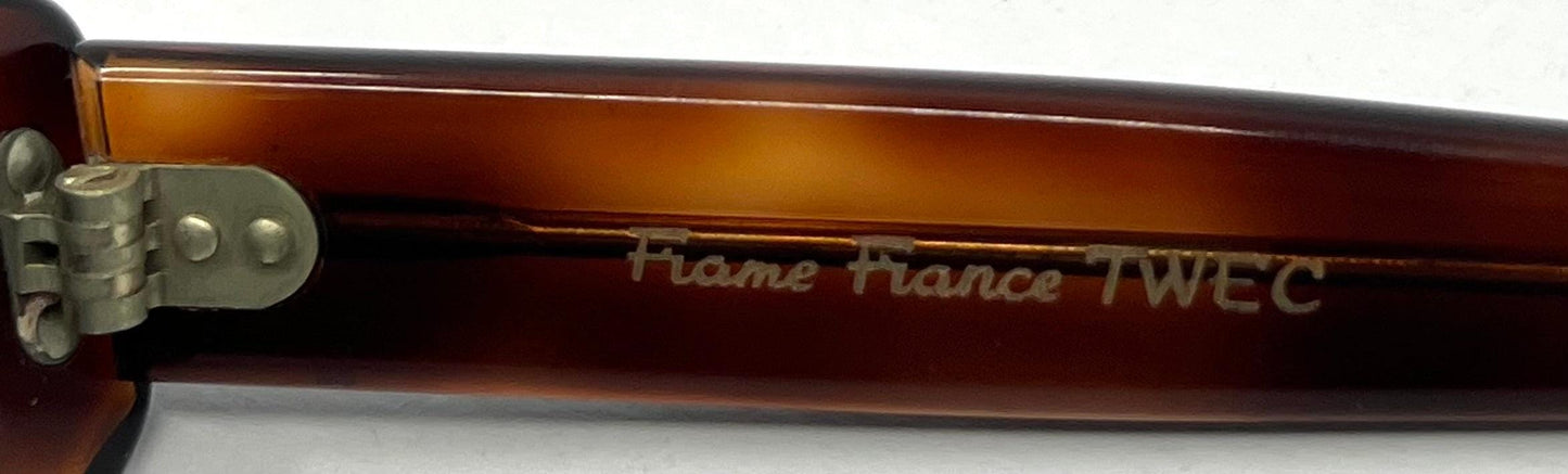 Twec Frame-Vintage French Octagonal Sunglasses W|New Solid Aqua Tinted Lenses-Paddle Temples-Unworn