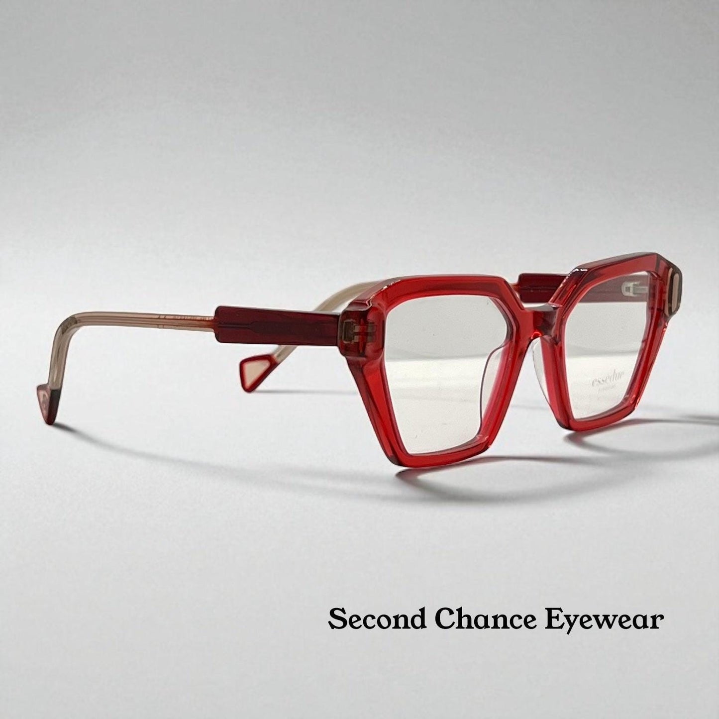Esse Due Orti Red Geometric Acetate Eyeglasses 53Mm – Handmade In Italy – New Unworn
