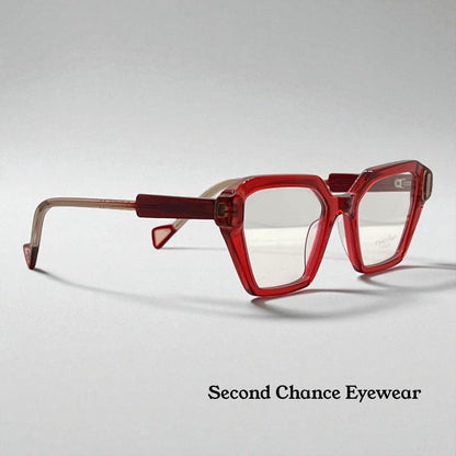 Esse Due Orti Red Geometric Acetate Eyeglasses 53Mm – Handmade In Italy – New Unworn