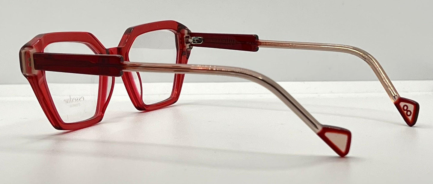 Esse Due Orti Red Geometric Acetate Eyeglasses 53Mm – Handmade In Italy – New Unworn