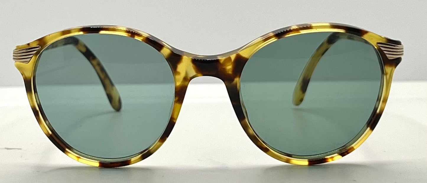 Yves Saint Laurent 5024 Tortoise Vintage Sunglasses w|New Solid Green Custom Lenses-Italy