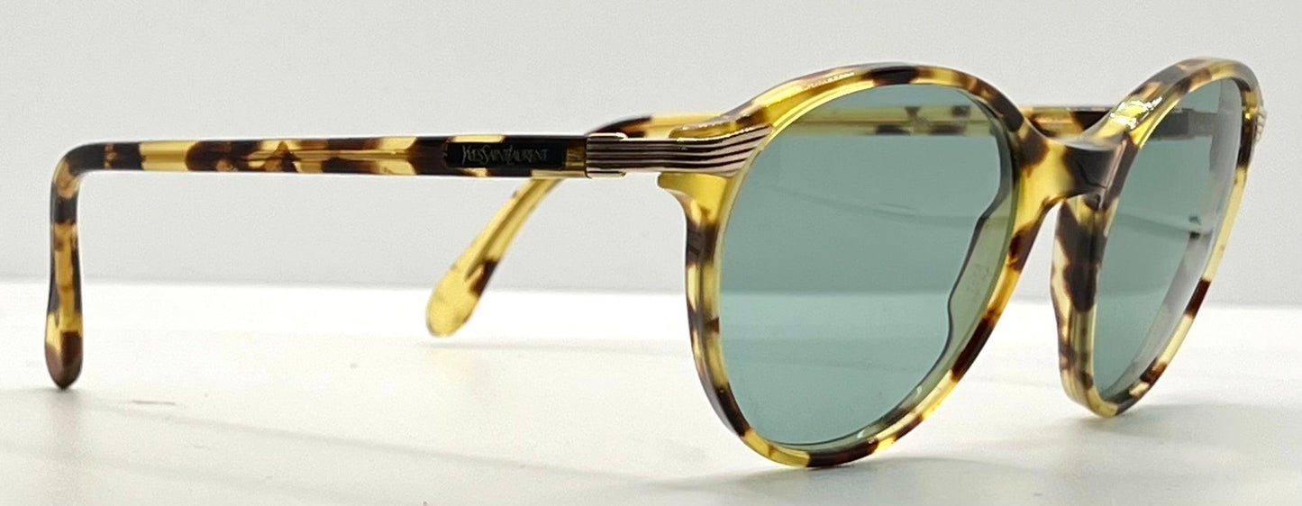 Yves Saint Laurent 5024 Tortoise Vintage Sunglasses w|New Solid Green Custom Lenses-Italy