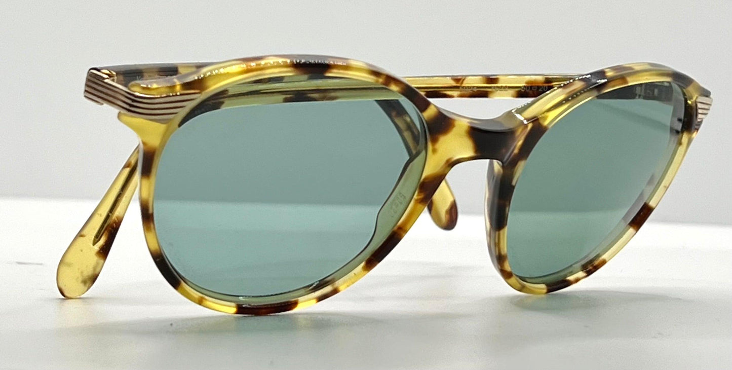Yves Saint Laurent 5024 Tortoise Vintage Sunglasses w|New Solid Green Custom Lenses-Italy