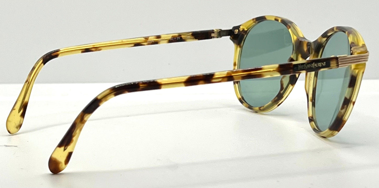 Yves Saint Laurent 5024 Tortoise Vintage Sunglasses w|New Solid Green Custom Lenses-Italy