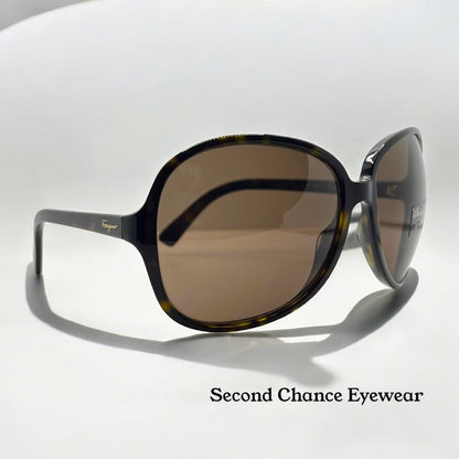 Salvatore Ferragamo 2178 102|73 Tortoise Brown 63Mm Sunglasses Italy Nos