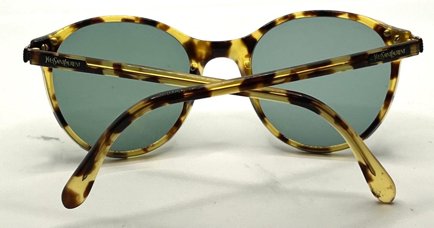 Yves Saint Laurent 5024 Tortoise Vintage Sunglasses w|New Solid Green Custom Lenses-Italy