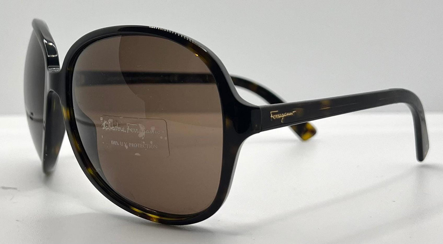 Salvatore Ferragamo 2178 102|73 Tortoise Brown 63Mm Sunglasses Italy Nos
