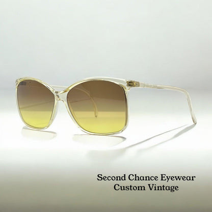 Made In France-Oversized Cat-Eye Sunglasses W|New, Custom Grey To Gold Gradient Lenses-Unknown Maker