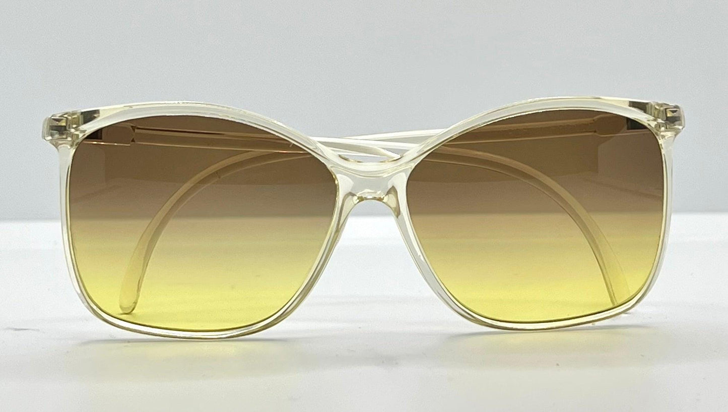 Made In France-Oversized Cat-Eye Sunglasses W|New, Custom Grey To Gold Gradient Lenses-Unknown Maker