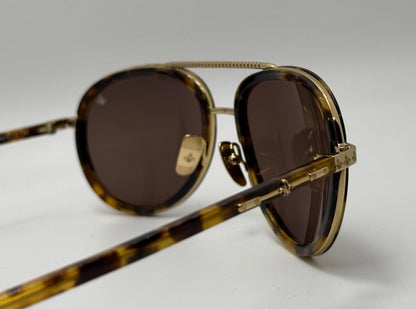 Brand New Philippe V No. 2 Classic Aviator Sunglasses – Gold-Tone & Havana With Essilor Brown Hd Lenses