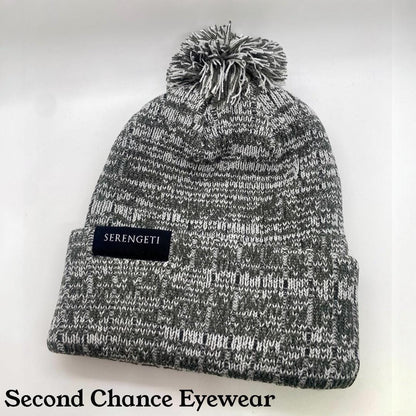 Serengeti Pom-Pom Knit Hat - Gray|White, Brand New, Unworn, One Size Fits Most