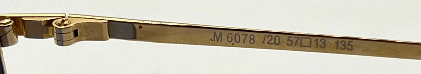 Silhouette V6050 Vintage Gold Sunglasses w|New Solid Blue Custom Lenses-57mm-Austria