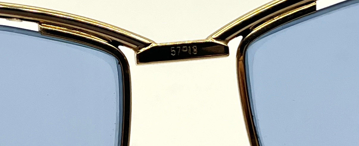 Silhouette V6050 Vintage Gold Sunglasses w|New Solid Blue Custom Lenses-57mm-Austria