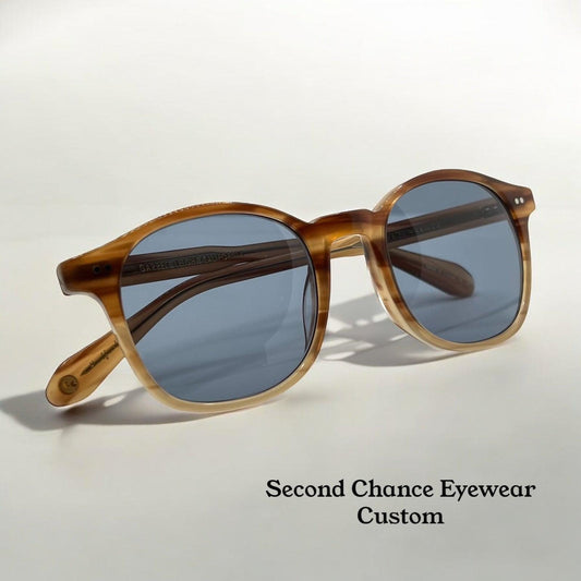 Garrett Leight Riley Btf Sunglasses W|New Pacific Blue Custom Lenses-Full Kit-Unworn-48Mm