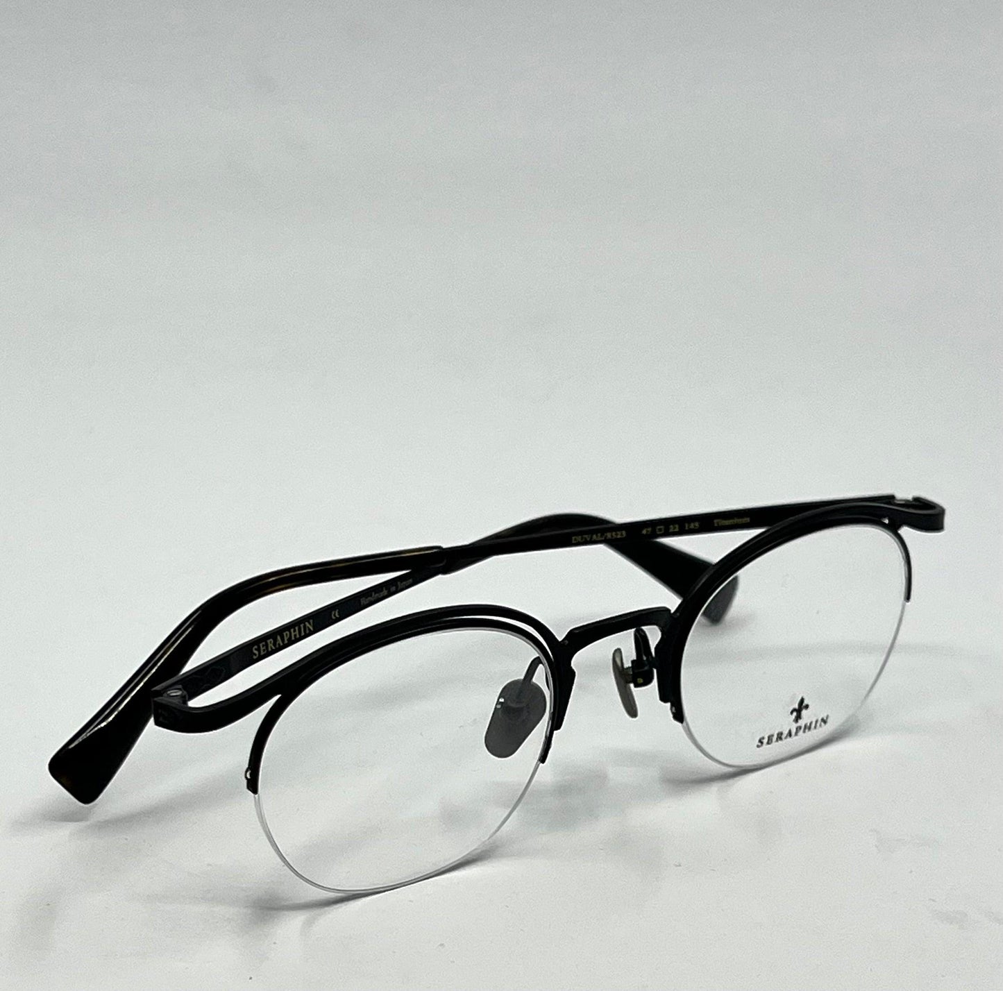 Seraphin Duval 8523 Eyeglasses Titanium Black 47-22-145|Handmade Japan-New