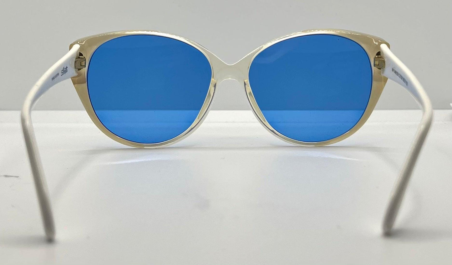 Silhouette M1149|20 Vintage Sunglasses White|Crystal w|New Solid Blue Custom Lenses-48mm-Unworn