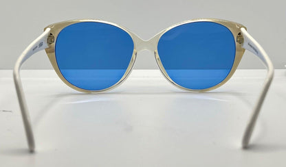 Silhouette M1149|20 Vintage Sunglasses White|Crystal w|New Solid Blue Custom Lenses-48mm-Unworn