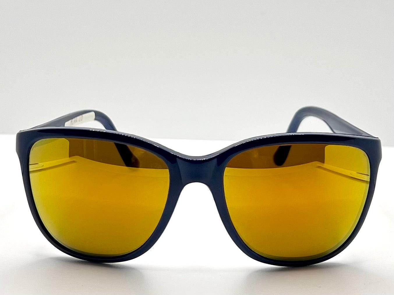 Mira 10 Vintage Sunglasses Blue Frame-Yellow Mirrored Glass Lenses-Deadstock-France