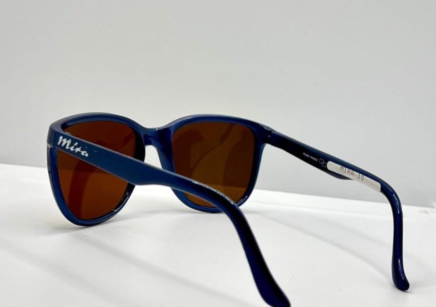 Mira 10 Vintage Sunglasses Blue Frame-Yellow Mirrored Glass Lenses-Deadstock-France